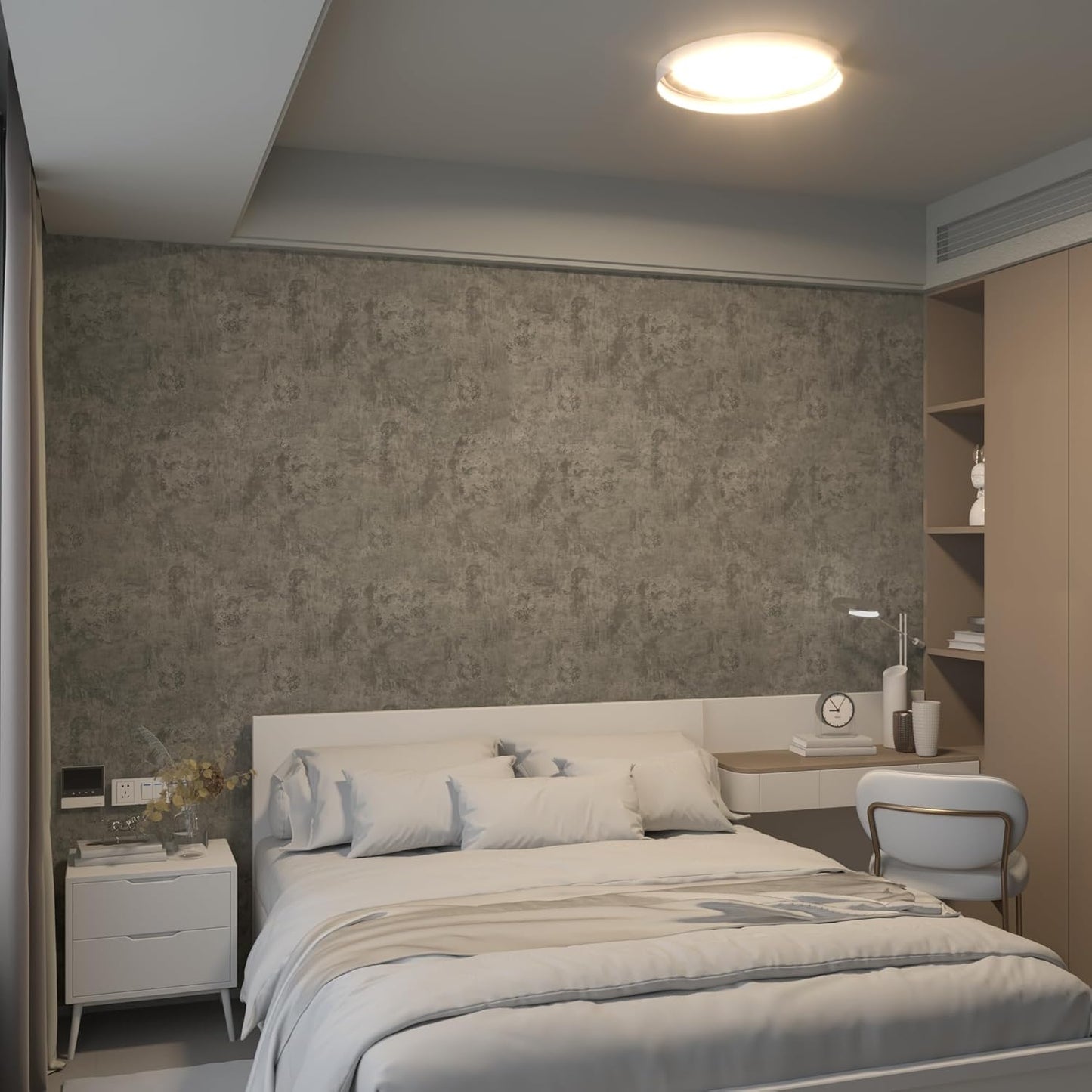 16"×354" Extra Thick Light Grey Concrete Wallpaper Peel and Stick 3D Faux Concrete Cement Contact Paper DIY Industrial Matte Textured Vinyl Wrap Removable Wall Sticker Bedroom Basement Garage