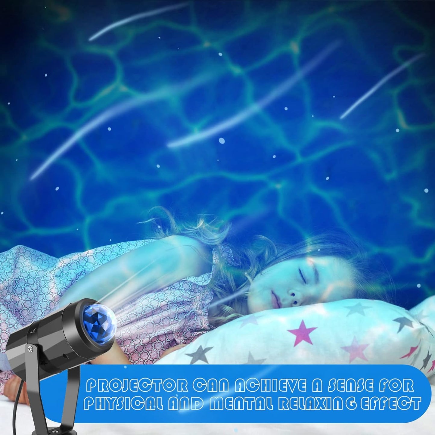 6 Pcs Water Effect Projector Light LED Ocean Wave Projector Water Wave Effect Night Light 360 Degree Rotating Room Lamp Lighting for Bedroom Under Sea Wedding Party Halloween Decoration (Blue)