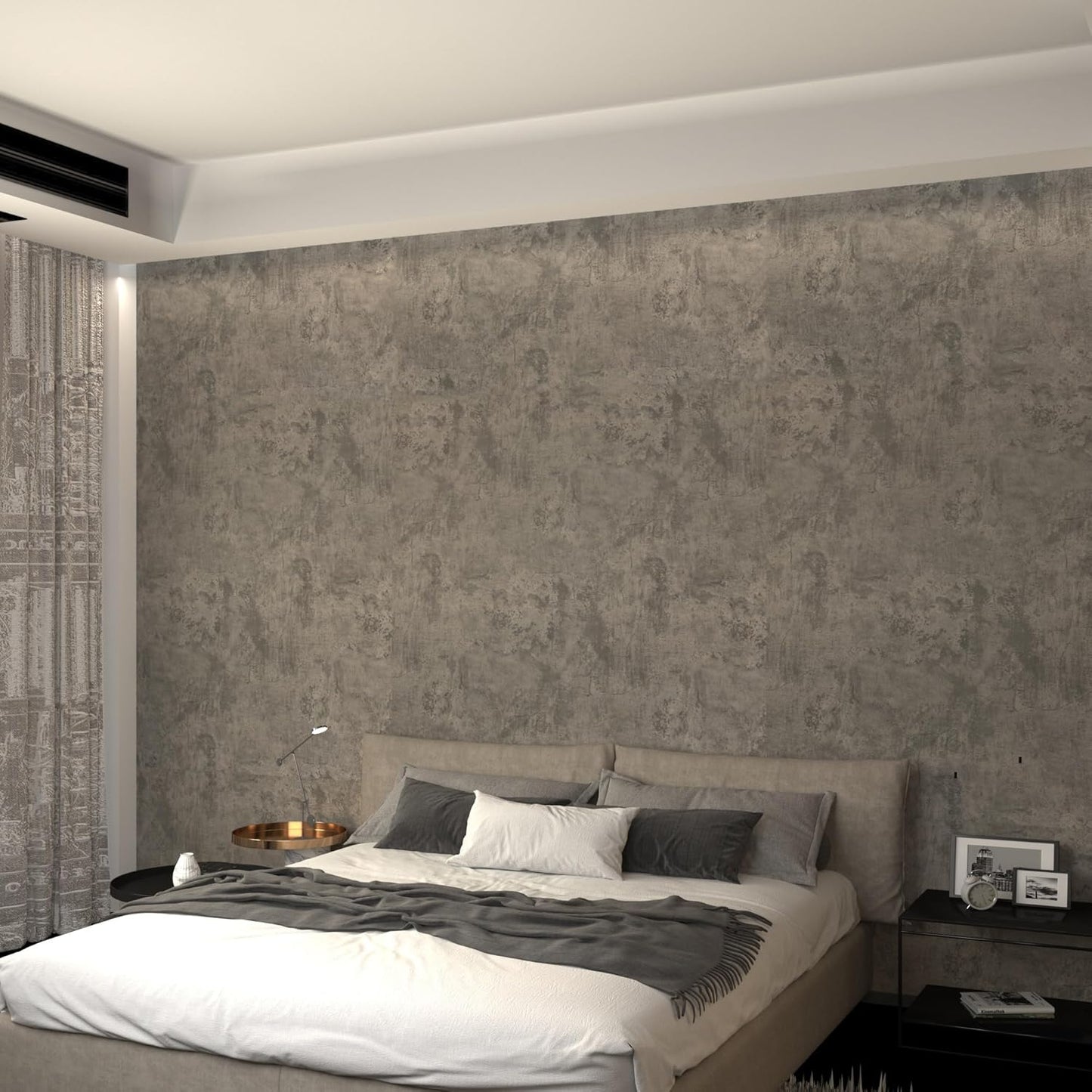 16"×354" Extra Thick Light Grey Concrete Wallpaper Peel and Stick 3D Faux Concrete Cement Contact Paper DIY Industrial Matte Textured Vinyl Wrap Removable Wall Sticker Bedroom Basement Garage