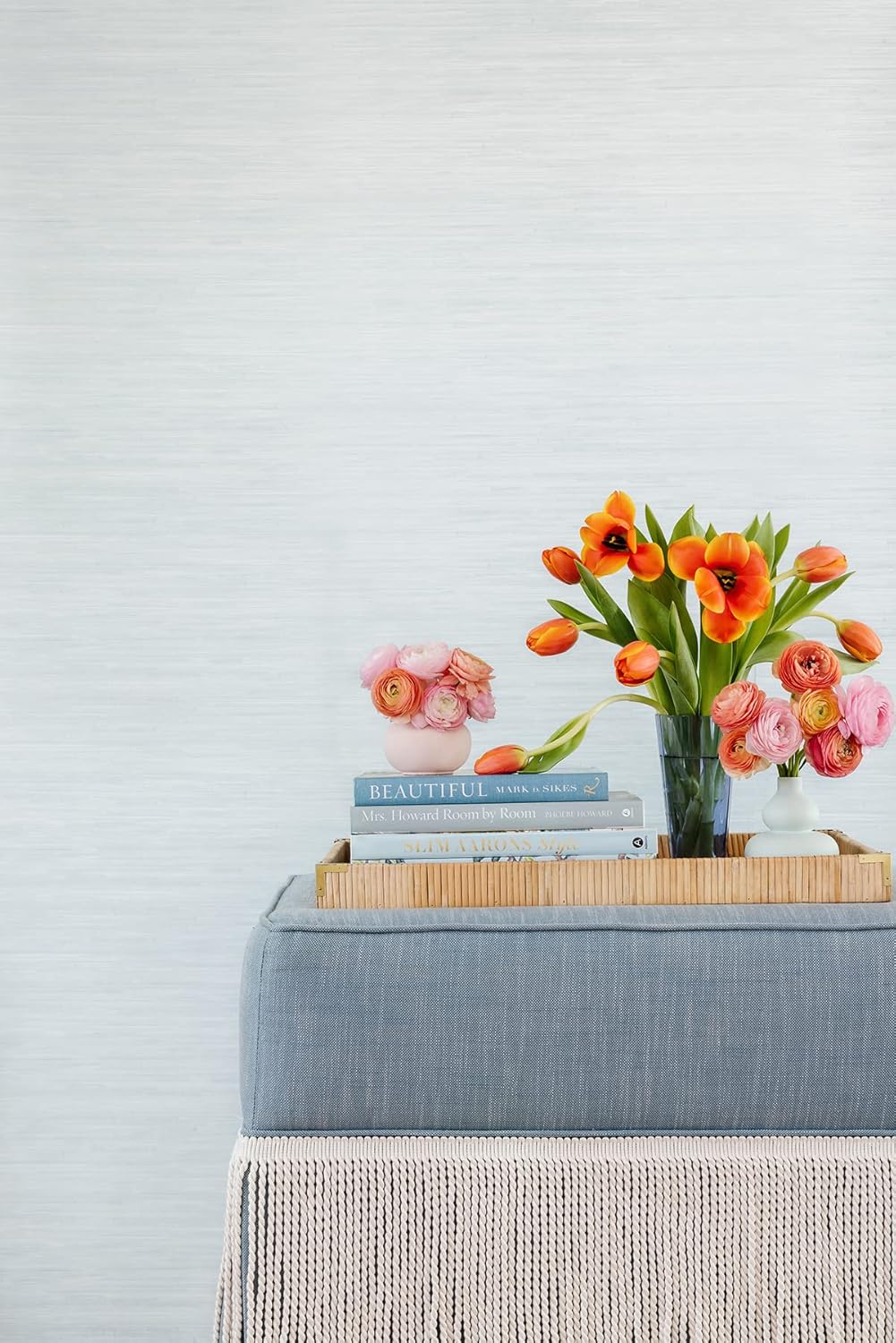 NuWallpaper x Social Social Whisper Blue Classic Faux Grasscloth Peel & Stick Wallpaper