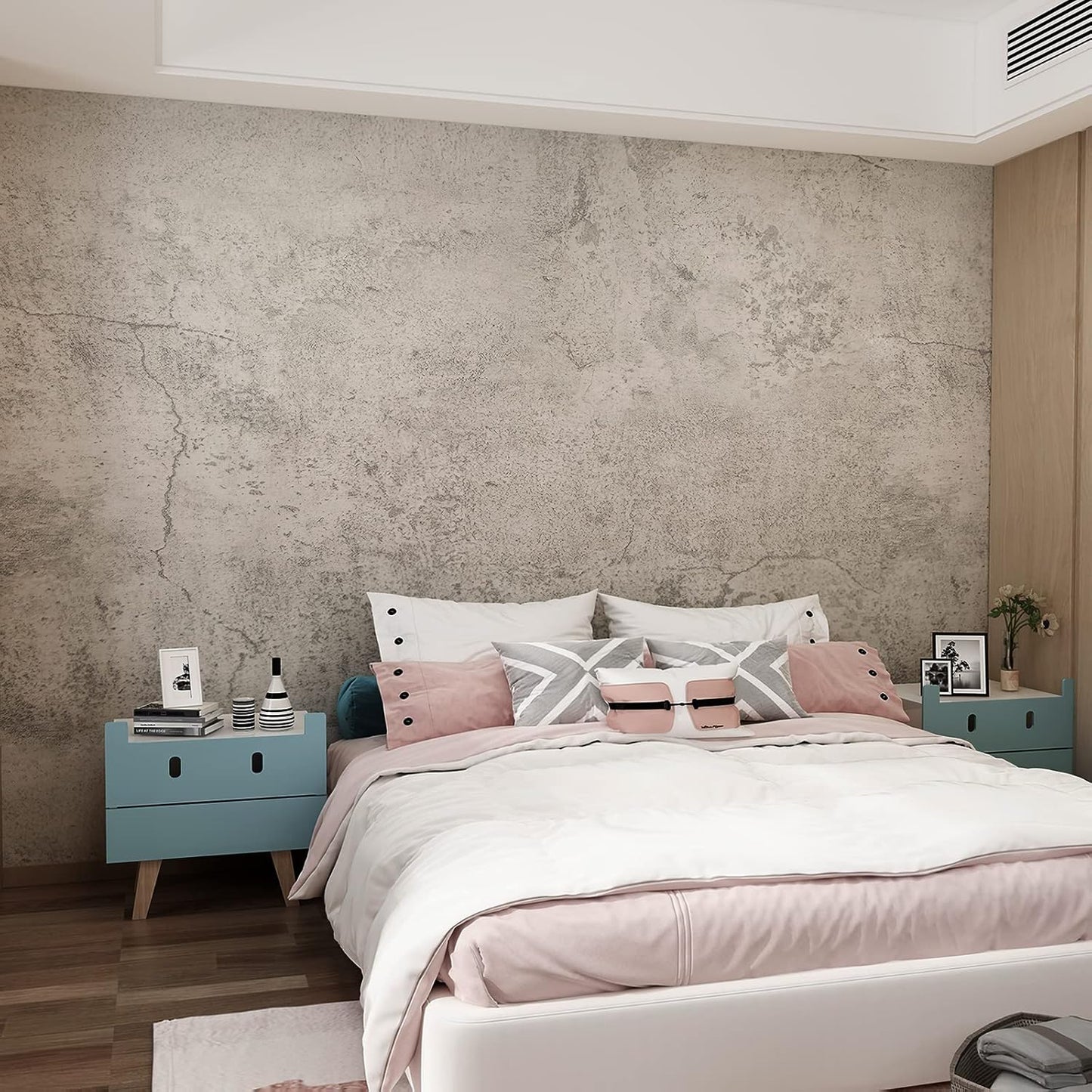 16"×354" Extra Thick Light Grey Concrete Wallpaper Peel and Stick 3D Faux Concrete Cement Contact Paper DIY Industrial Matte Textured Vinyl Wrap Removable Wall Sticker Bedroom Basement Garage