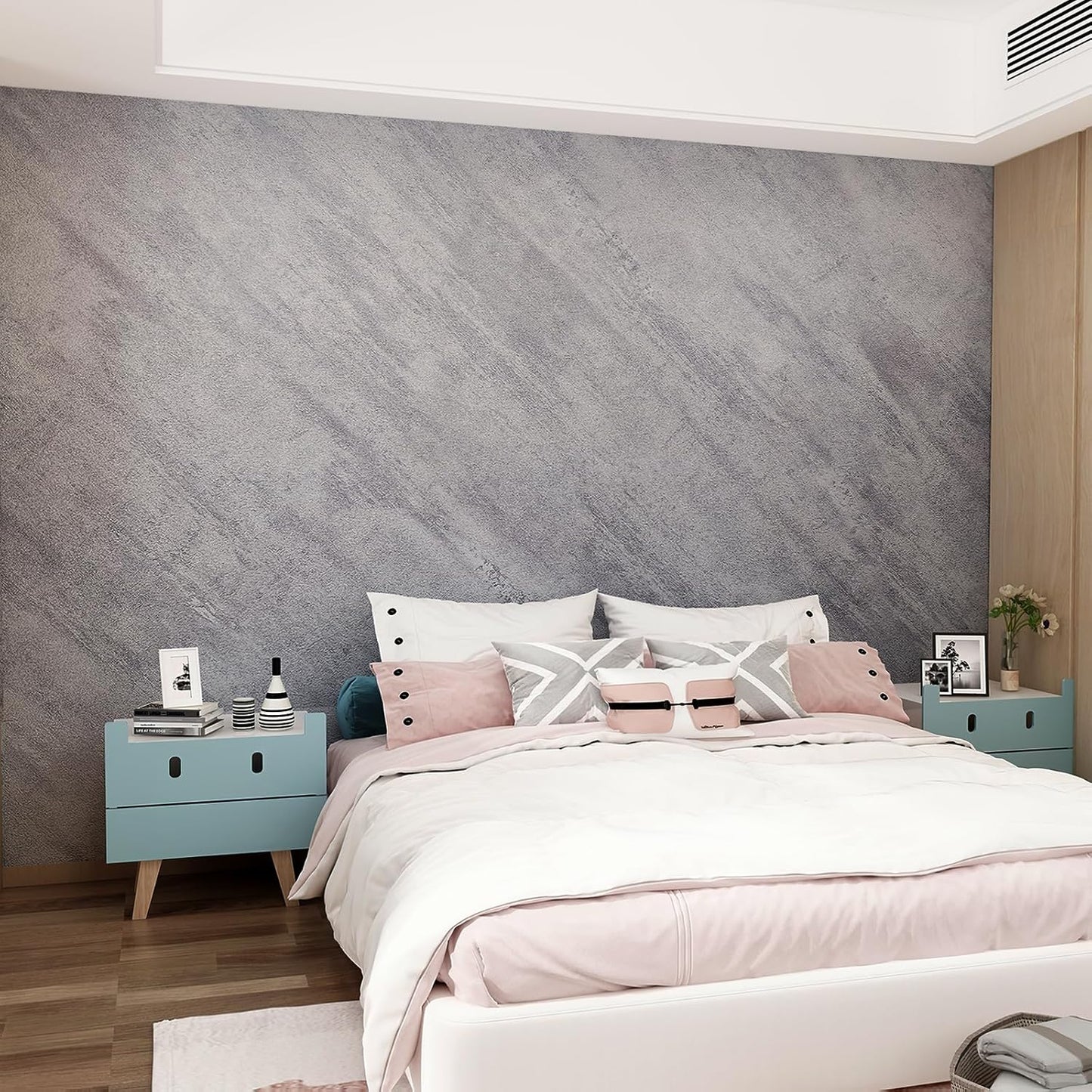 16"×354" Extra Thick Light Grey Concrete Wallpaper Peel and Stick 3D Faux Concrete Cement Contact Paper DIY Industrial Matte Textured Vinyl Wrap Removable Wall Sticker Bedroom Basement Garage