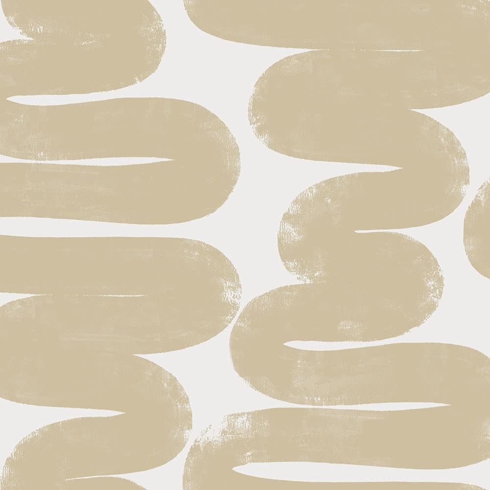 Tempaper x Bobby Berk White & Black Wiggle Room Removable Peel and Stick Wallpaper, 20.5 in X 16.5 ft, Made in The USA