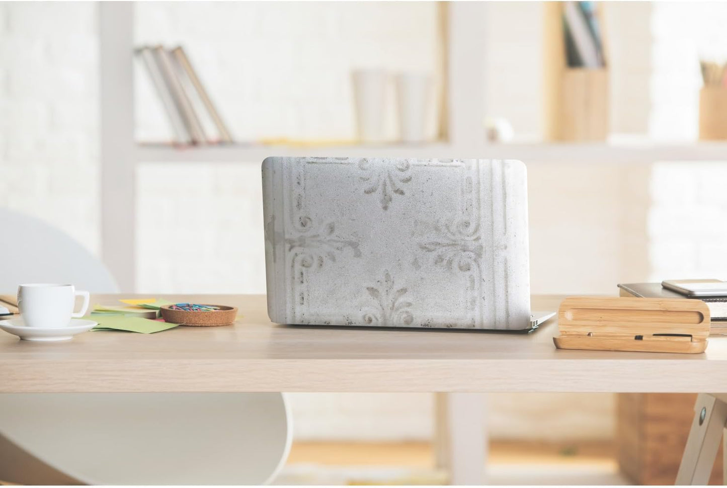 RoomMates RMK11209WP White Tin Tile Metallic Accent Peel and Stick Wallpaper