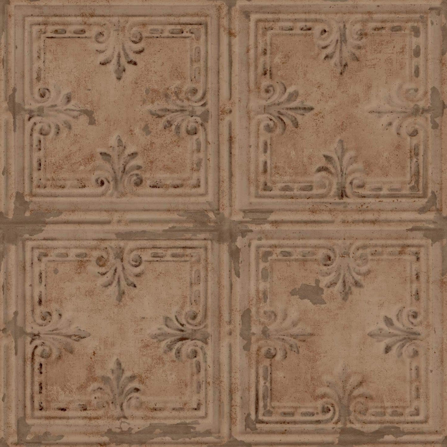 RoomMates RMK11209WP White Tin Tile Metallic Accent Peel and Stick Wallpaper
