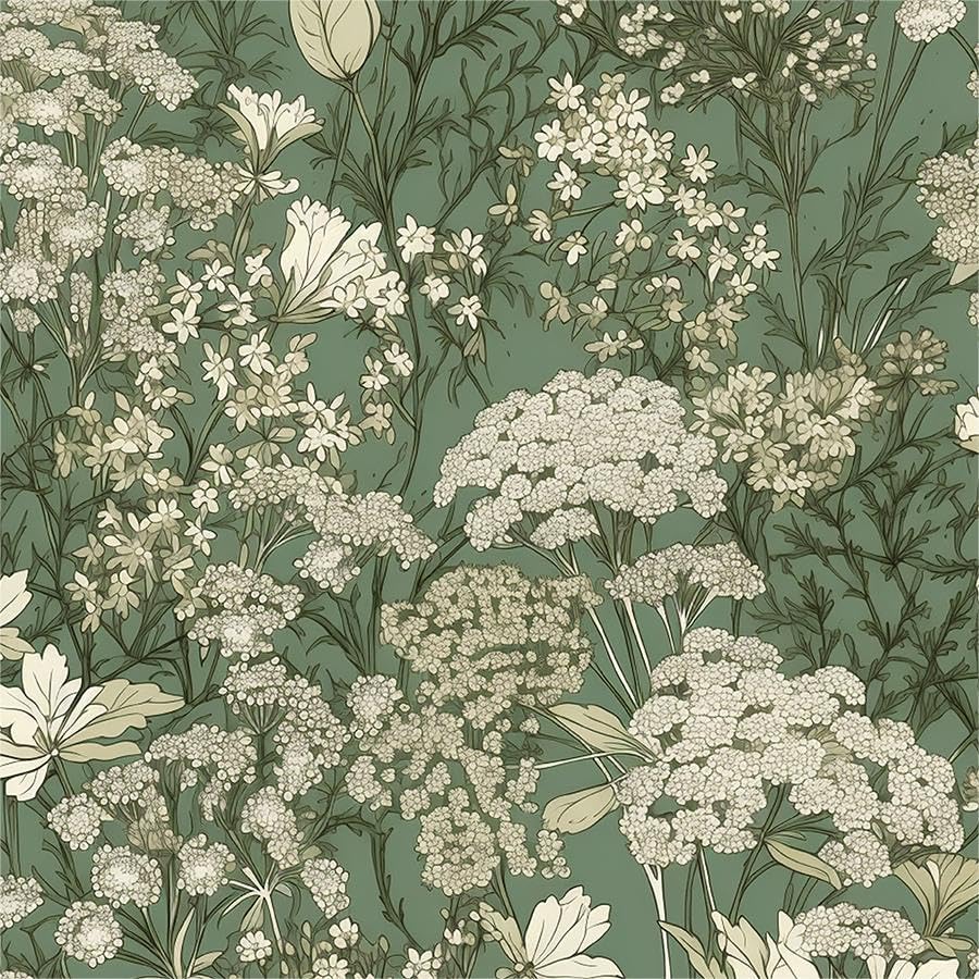 White Poppies Floral Modern Grey Peonies Flowers Peel and Stick Wallpaper Self Adhesive Removable Easy Peel Off Stick on Wall Paper for Bedroom Renter