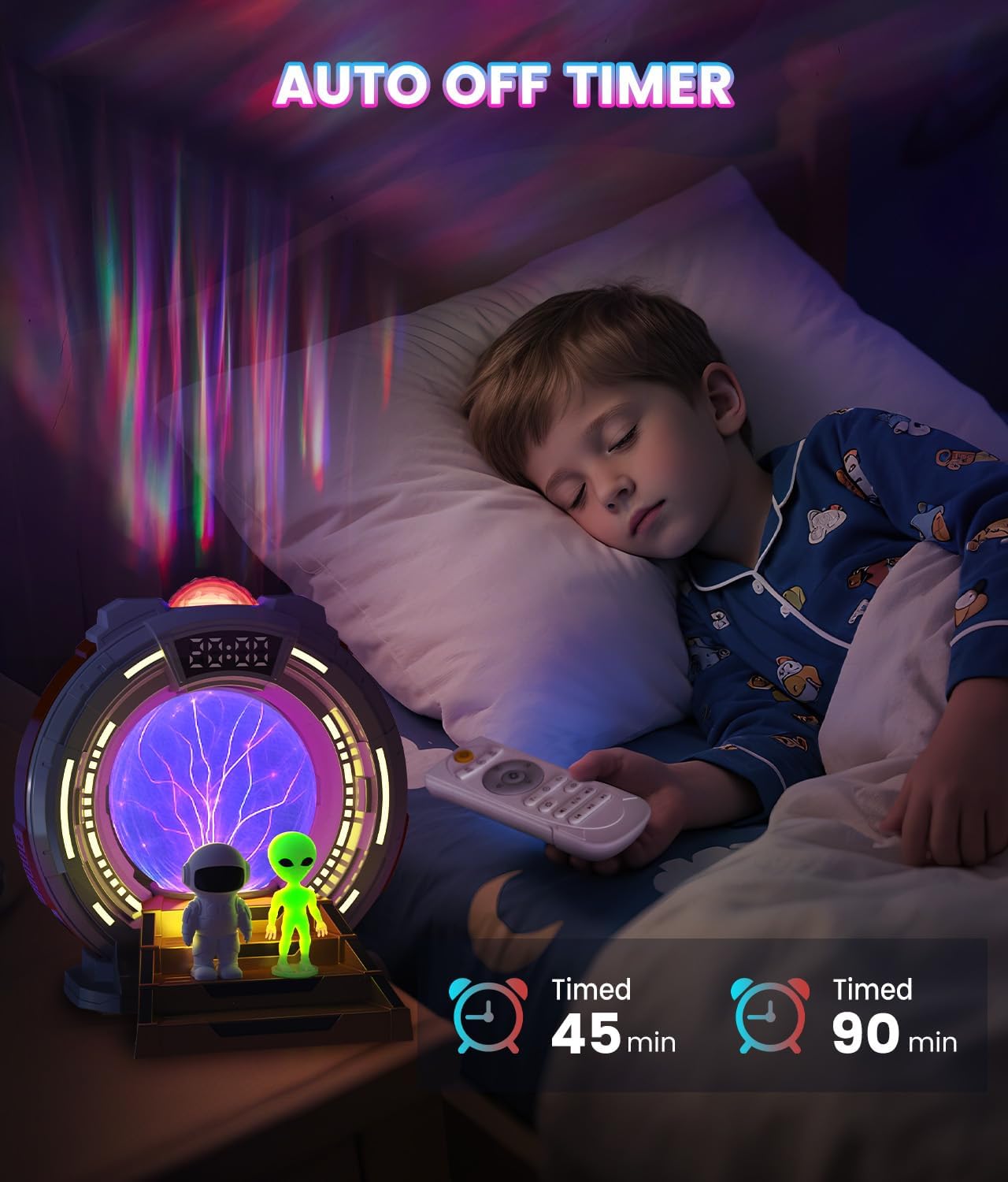 Northern Galaxy Light Projector with Plasma Ball,Remote Control LED Night Light Aurora Portal Projector with Bluetooth Speaker, White Noise, Timer - for Bedroom,Kids Room Gifts for Christmas
