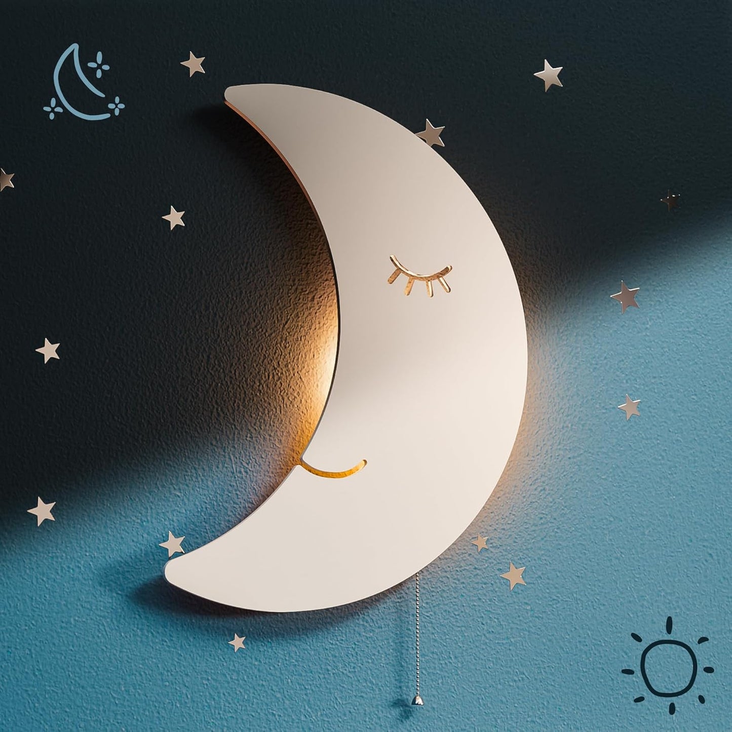 Tipperk 2 Pack - Floating Cloud Wall Lamp for Nursery & Kids Bedroom | Battery-Operated Hanging Night Lights