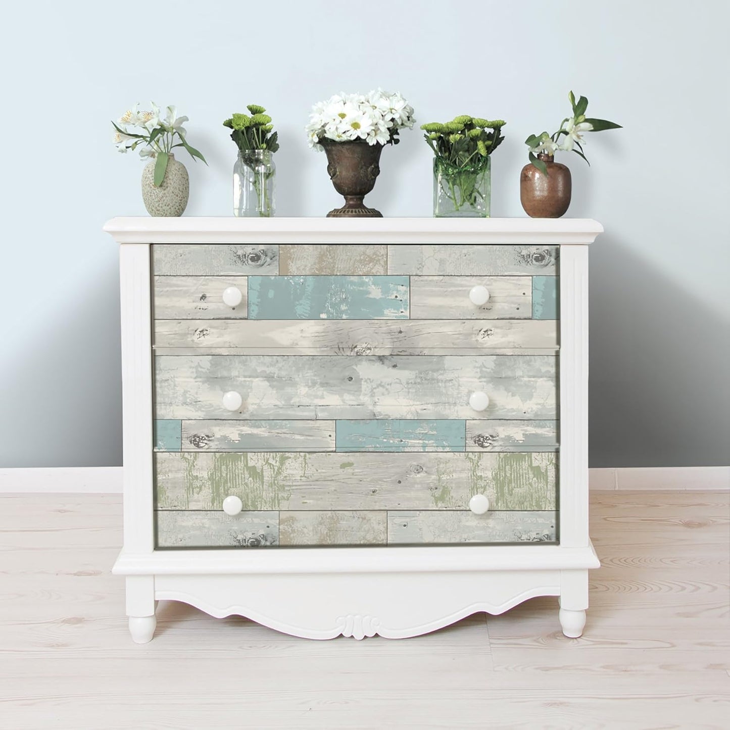 NuWallpaper NU3126 Beachwood Peel & Stick Wallpaper, Multicolor , Blue