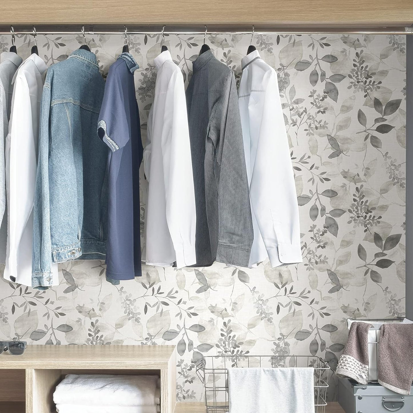 NuWallpaper NUS3144 Breezy Peel & Stick Wallpaper, Grey