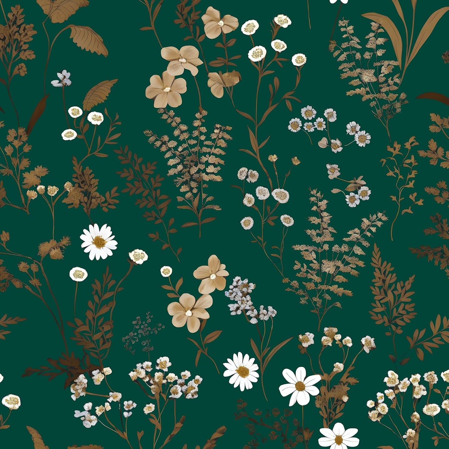 Dark Wallpaper Peel and Stick Black Floral Wallpaper 17.5'' x 393'' Gold Leaf Contact Paper Vinyl Waterproof Self Adhesive Boho Botanical Wall Paper for Bedroom Shlef Cabinet Décor