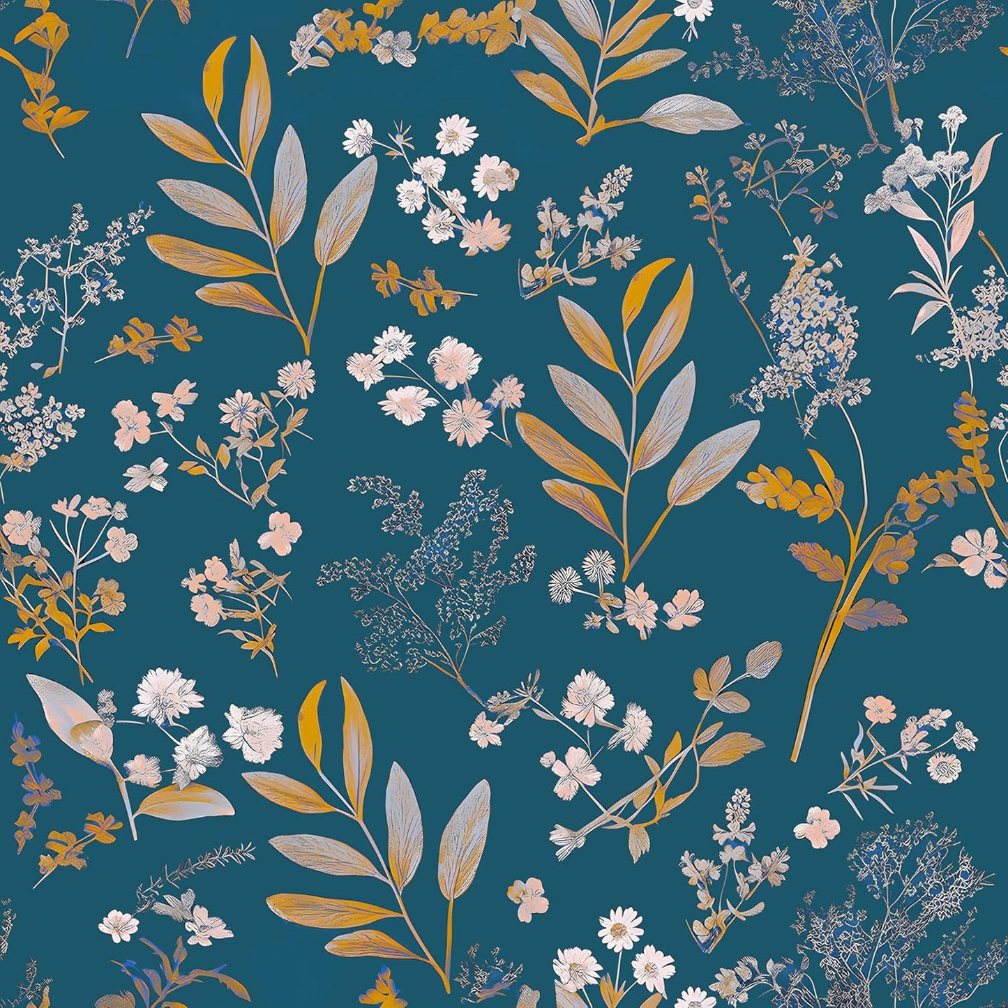 Dark Wallpaper Peel and Stick Black Floral Wallpaper 17.5'' x 393'' Gold Leaf Contact Paper Vinyl Waterproof Self Adhesive Boho Botanical Wall Paper for Bedroom Shlef Cabinet Décor