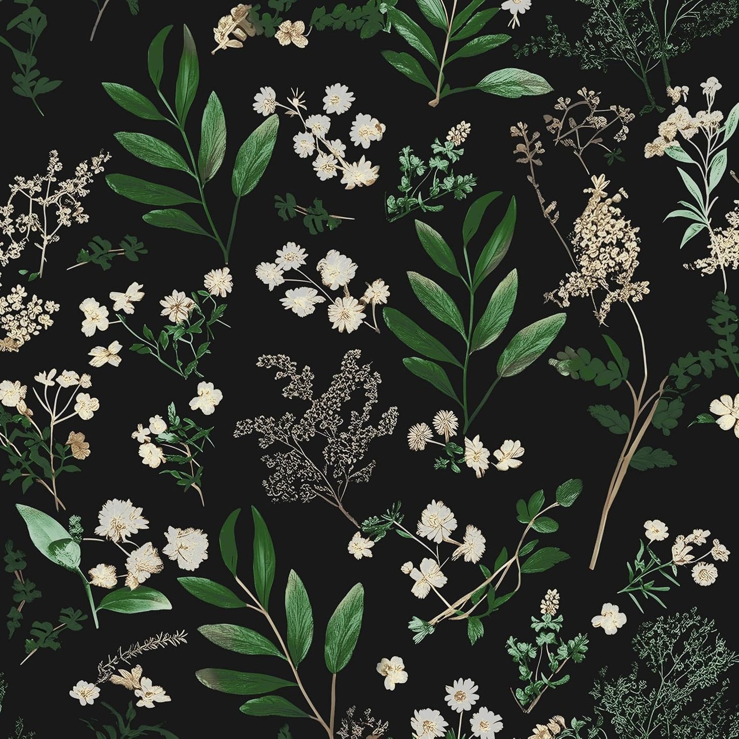 Dark Wallpaper Peel and Stick Black Floral Wallpaper 17.5'' x 393'' Gold Leaf Contact Paper Vinyl Waterproof Self Adhesive Boho Botanical Wall Paper for Bedroom Shlef Cabinet Décor