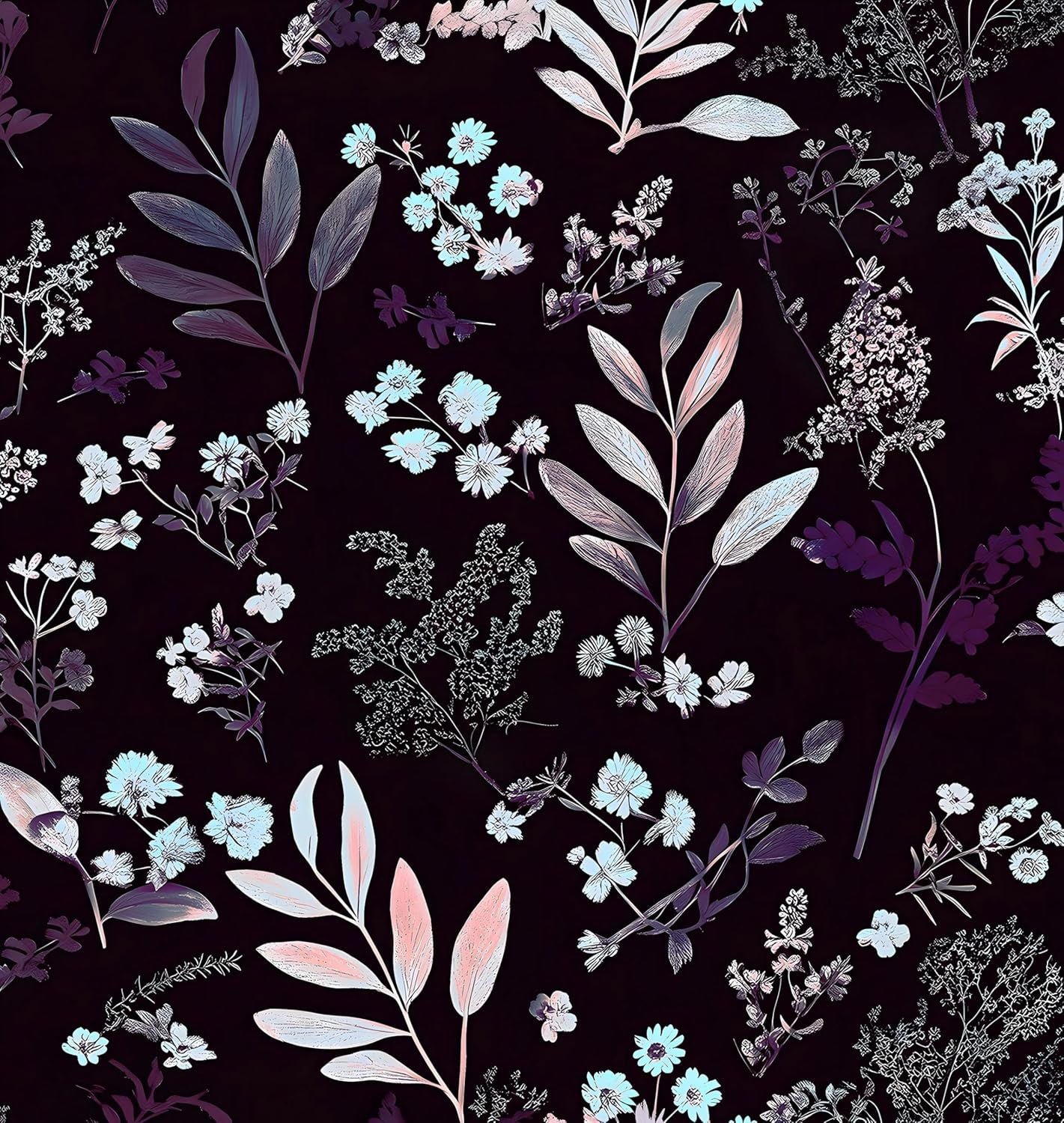 Dark Wallpaper Peel and Stick Black Floral Wallpaper 17.5'' x 393'' Gold Leaf Contact Paper Vinyl Waterproof Self Adhesive Boho Botanical Wall Paper for Bedroom Shlef Cabinet Décor