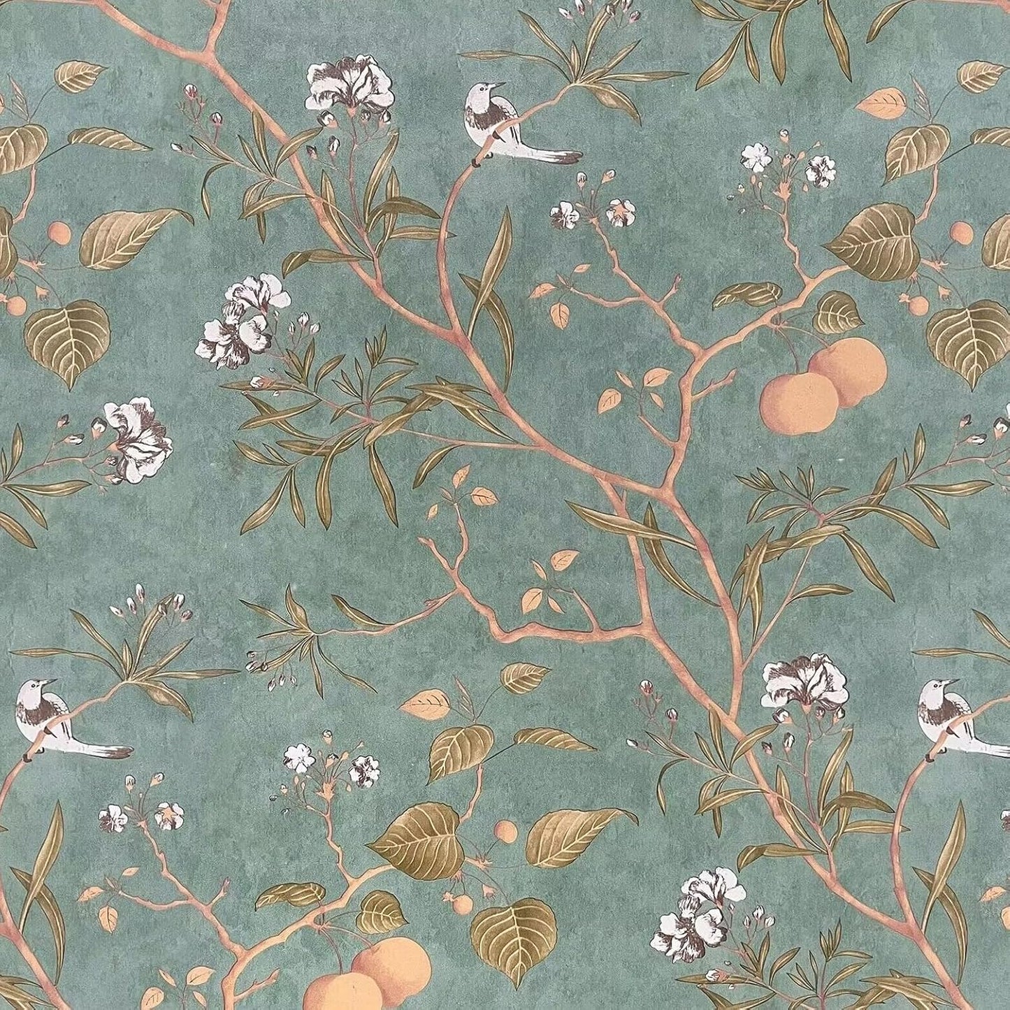 Green Leaf Wallpaper Peel and Stick Bird Wallpaper 17.5" x 393" Vintage Contact Paper Waterproof Self Adhesive Removable Boho Floral Wall Paper for Bedroom Walls Cabinet Locker